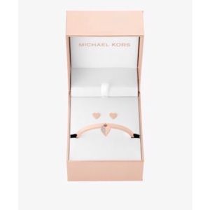 Michael Kors Rose Gold Heart Bracelet/Earrings Set